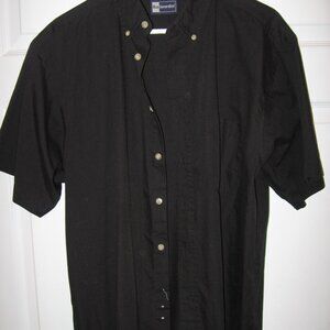 Blue Generation Short Sleeve Button Down Shirt Men's Large Black